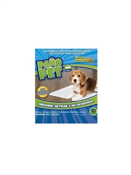 Paño Pañopet PET Compact Mini por 10 Unidades (45 x 55 cm) para Perros