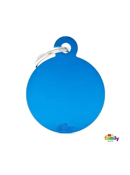 Medalla My Family Basic BIG Round Aluminum Blue MFB18 para Perros