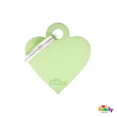 Medalla My Family Basic Small Heart Aluminum Green MFB41 para Perros