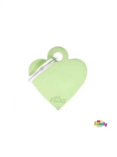 Medalla My Family Basic Small Heart Aluminum Green MFB41 para Perros
