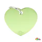 Medalla My Family Basic BIG Heart Aluminum Green MFB42 para Perros