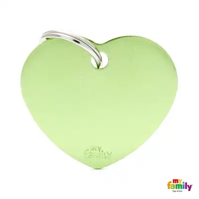Medalla My Family Basic BIG Heart Aluminum Green MFB42 para Perros