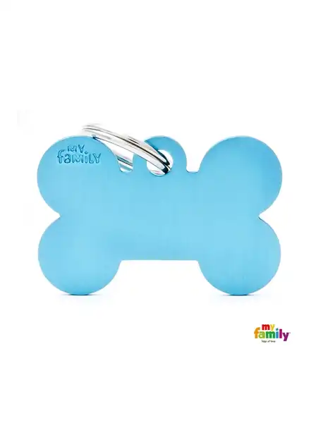 Medalla My Family Basic BIG Bone Aluminum Light Blue MFB45 para Perros