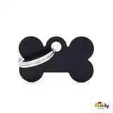Medalla My Family Basic Small Bone Aluminum Black MFB31 para Perros