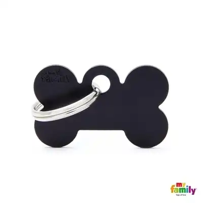 Medalla My Family Basic Small Bone Aluminum Black MFB31 para Perros