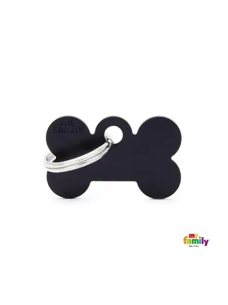 Medalla My Family Basic Small Bone Aluminum Black MFB31 para Perros