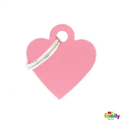 Medalla My Family Basic Small Heart Aluminum Pink MFB24 para Perros