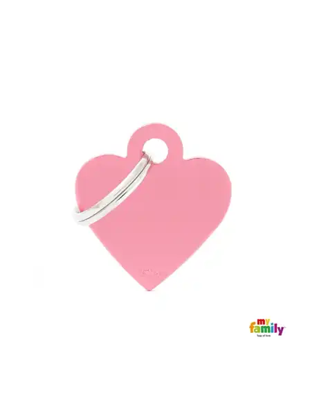 Medalla My Family Basic Small Heart Aluminum Pink MFB24 para Perros