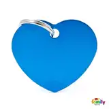 Medalla My Family Basic BIG Heart Aluminum Blue MFB28 para Perros