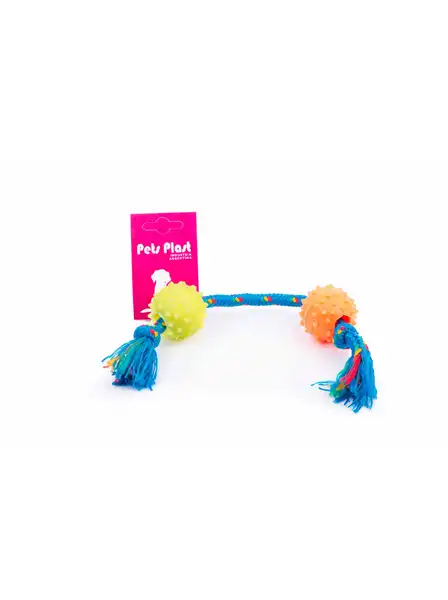 Juguete Petsplast Pelota Puas de Goma X2 Soga Alpina 8MMX65 cm S1401 para Perros