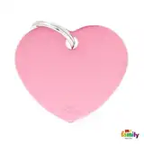 Medalla My Family Basic BIG Heart Aluminum Pink MFB29 para Perros