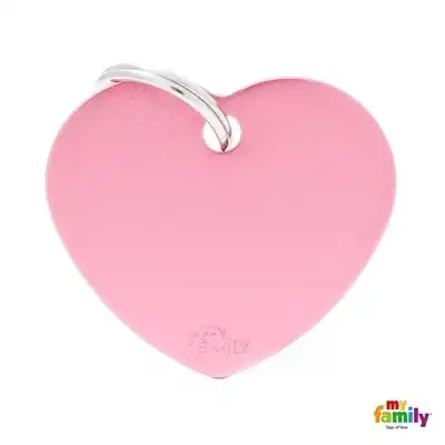 Medalla My Family Basic BIG Heart Aluminum Pink MFB29 para Perros