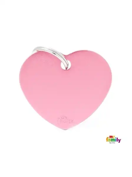 Medalla My Family Basic BIG Heart Aluminum Pink MFB29 para Perros