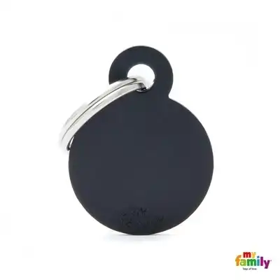 Medalla My Family Basic Small Round Aluminum Black MFB33 para Perros