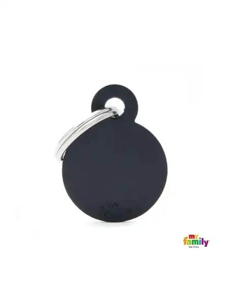 Medalla My Family Basic Small Round Aluminum Black MFB33 para Perros