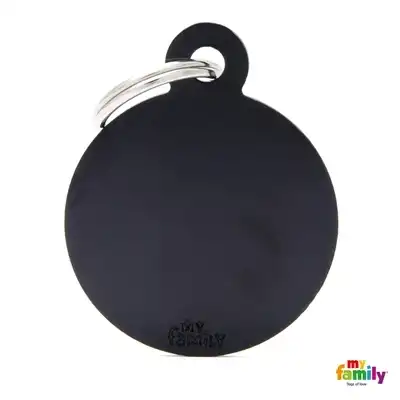 Medalla My Family Basic BIG Round Aluminum Black MFB34 para Perros