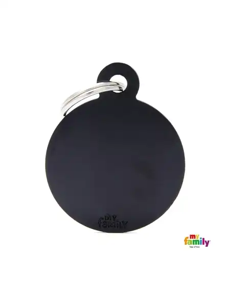 Medalla My Family Basic BIG Round Aluminum Black MFB34 para Perros