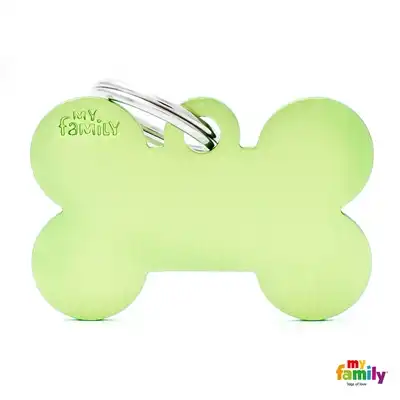 Identificación My Family Medalla Basic BIG Bone Aluminum Green MFB38 para Perros