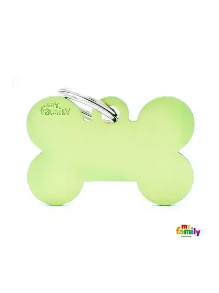 Identificación My Family Medalla Basic BIG Bone Aluminum Green MFB38 para Perros