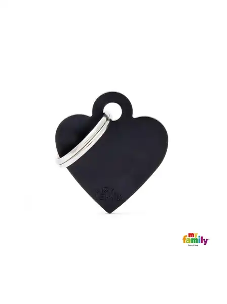 Medalla My Family Basic Small Heart Aluminum Black MFB35 para Perros