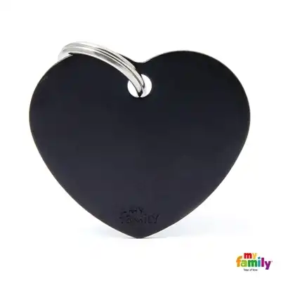 Medalla My Family Basic BIG Heart Aluminum Black MFB36 para Perros