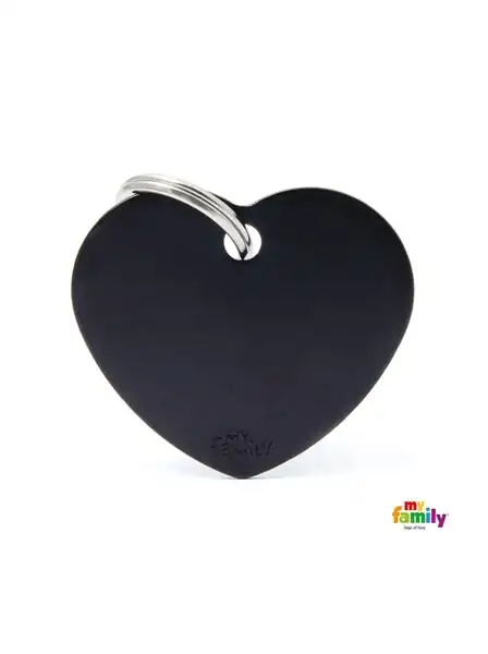 Medalla My Family Basic BIG Heart Aluminum Black MFB36 para Perros