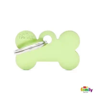 Medalla My Family Basic Small Bone Aluminum Green MFB37 para Perros