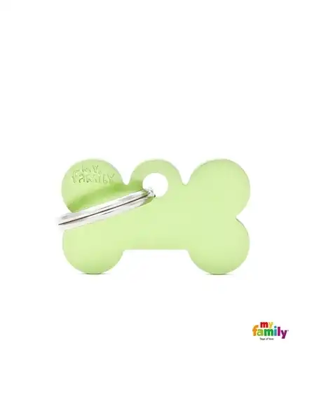 Medalla My Family Basic Small Bone Aluminum Green MFB37 para Perros