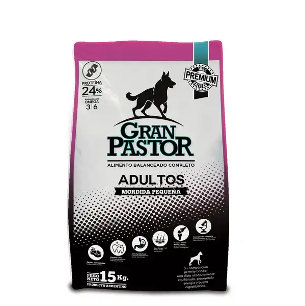Alimento Balanceado Seco Gran Pastor Perros Adultos Mordida Pequeña 15 kg