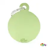 Medalla My Family Basic BIG Round Aluminum Green MFB40 para Perros