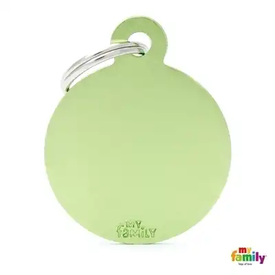 Medalla My Family Basic BIG Round Aluminum Green MFB40 para Perros