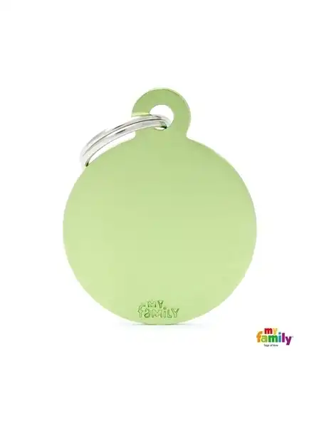 Medalla My Family Basic BIG Round Aluminum Green MFB40 para Perros