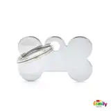 Medalla My Family Basic Chrome Small Bone Chromed Brass MFB01 para Perros