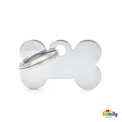 Medalla My Family Basic Chrome Small Bone Chromed Brass MFB01 para Perros