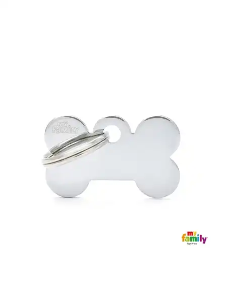 Medalla My Family Basic Chrome Small Bone Chromed Brass MFB01 para Perros