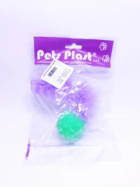 Juguete Petsplast Pelota Chica con Puas, Cascabel y Pluma para Gatos
