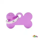 Medalla My Family Basic Small Bone Aluminum Purple MFB51 para Perros