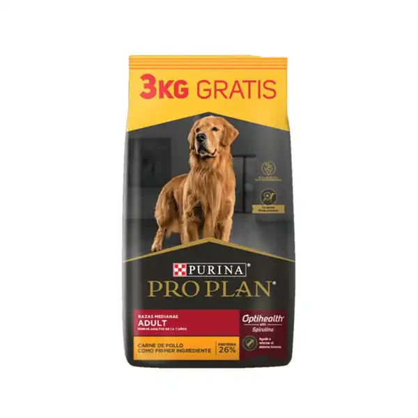 Alimento Balanceado Seco Pro Plan Adult DOG Raza Mediana 15 kg+3 kg (bolsa 18 kg) para Perros