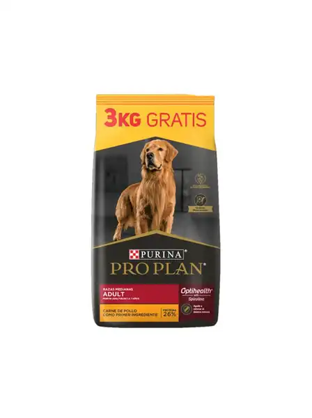 Alimento Balanceado Seco Pro Plan Adult DOG Raza Mediana 15 kg+3 kg (bolsa 18 kg) para Perros