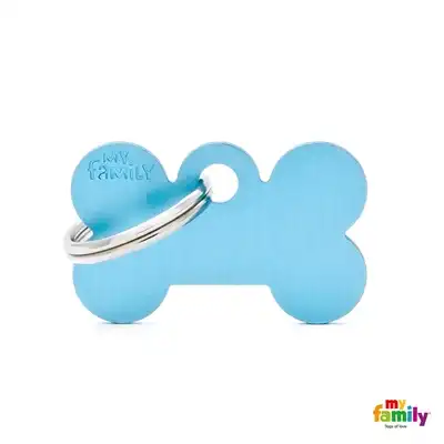 Medalla My Family Basic Small Bone Aluminum Light Blue MFB50 para Perros