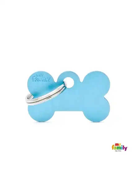 Medalla My Family Basic Small Bone Aluminum Light Blue MFB50 para Perros