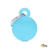 Medalla My Family Basic Small Round Aluminum Light Blue MFB55 para Perros