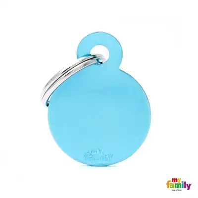 Medalla My Family Basic Small Round Aluminum Light Blue MFB55 para Perros