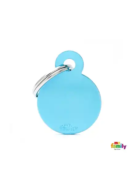 Medalla My Family Basic Small Round Aluminum Light Blue MFB55 para Perros