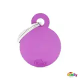 Medalla My Family Basic Small Round Aluminum Purple MFB56 para Perros