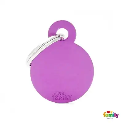 Medalla My Family Basic Small Round Aluminum Purple MFB56 para Perros