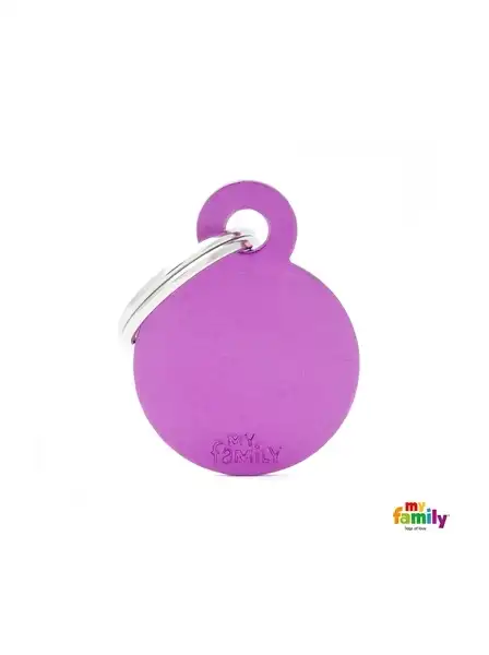 Medalla My Family Basic Small Round Aluminum Purple MFB56 para Perros