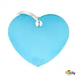 Medalla My Family Basic BIG Heart Aluminum Light Blue MFB65 para Perros