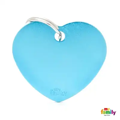 Medalla My Family Basic BIG Heart Aluminum Light Blue MFB65 para Perros