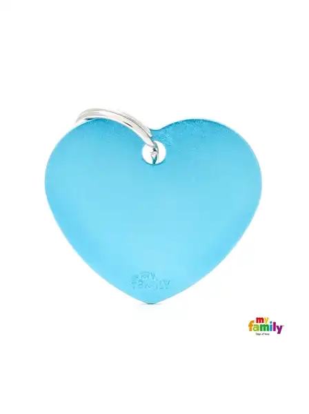 Medalla My Family Basic BIG Heart Aluminum Light Blue MFB65 para Perros